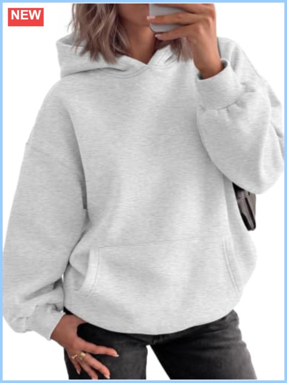Oversized Hoodie with Microfleece Lining Cozy Fleece Pullover